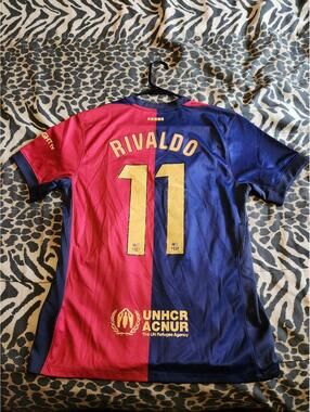 Barcelona 2024/2025 Rivaldo Spain Home Soccer Jersey Size M